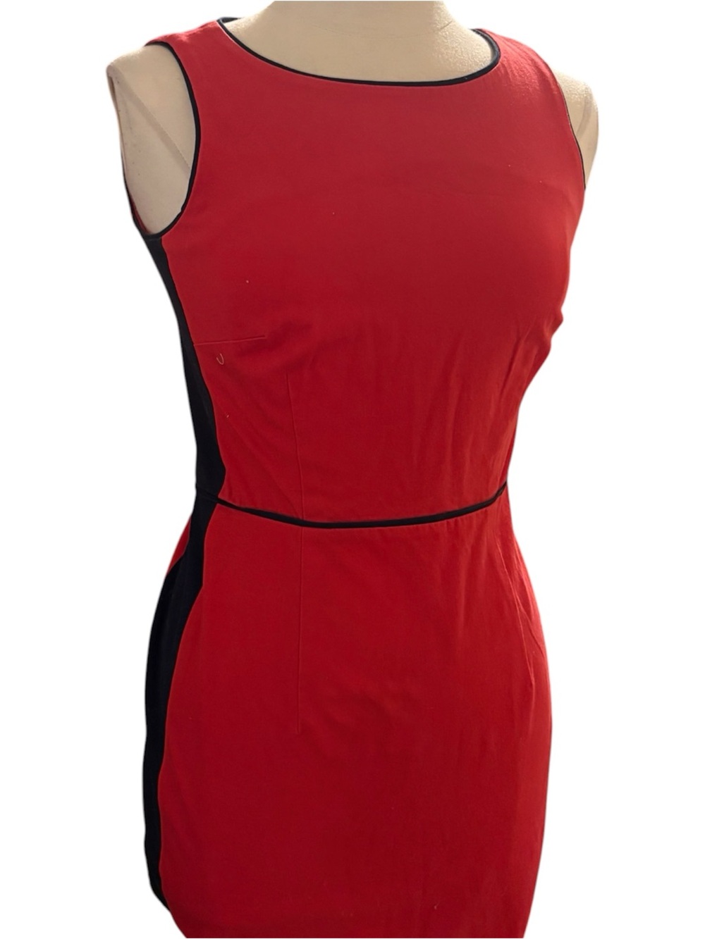 Classic Red Mini Dress with Navy Trim